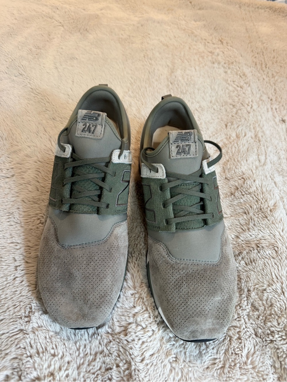 New Balance Men's Olive Green & Gray Suede Mesh Sneakers